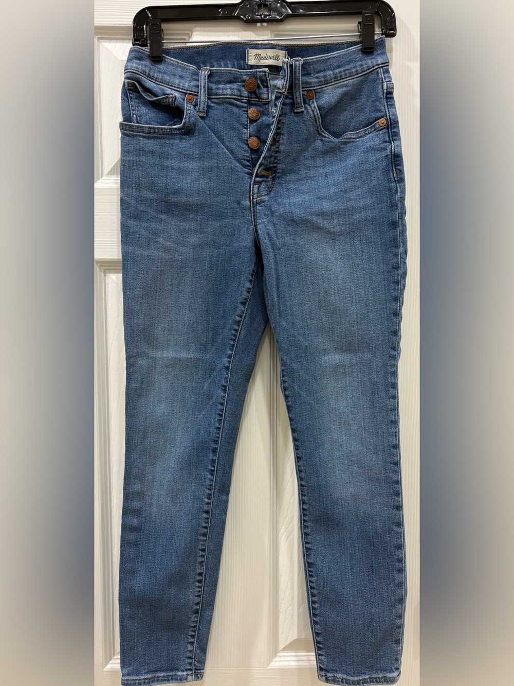 Madewell Mid-Blue Skinny Crop Jeans with Button Fly